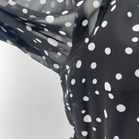 Lane Bryant Polka Dot Chiffon Fit & Flare Dress 16 Keyhole Neck Elastic Waist - Picture 8 of 17